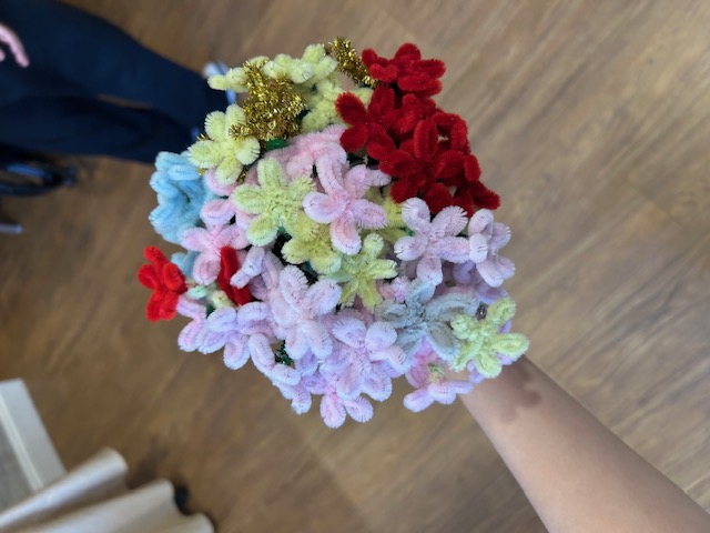 Bouquet of handmade pipe-cleaner flowers
